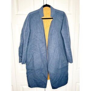 Charli Camden Navy Blue Caramel Brown Reversible Wool Coat Women's Size 6**